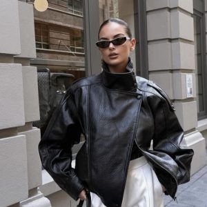 Кожена јакна со ластик